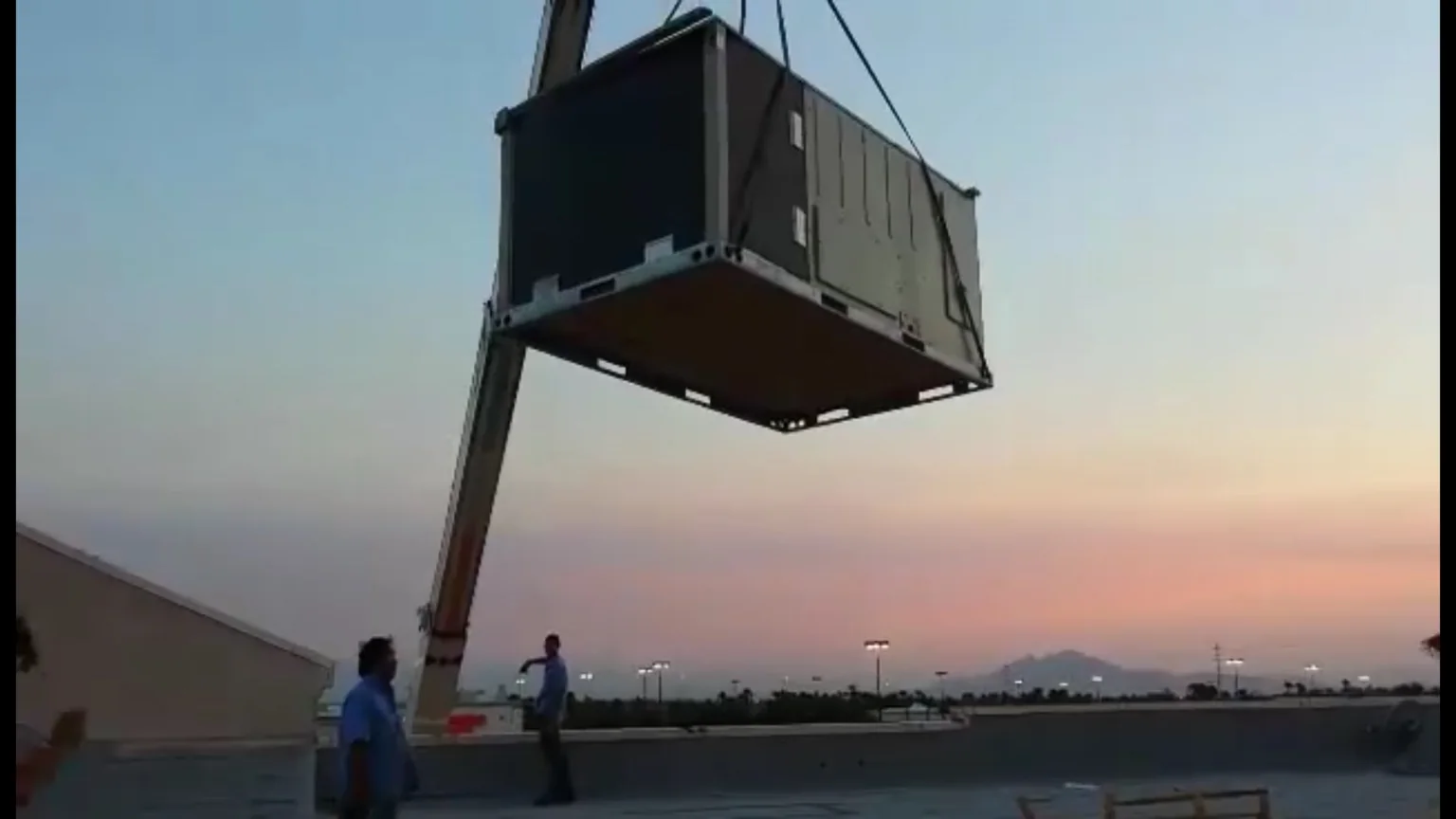 Commercial rooftop equipment change-out and crane lift.
